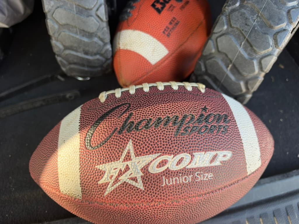 Our Champion Sports practice football with Junior Size printed on the ball.